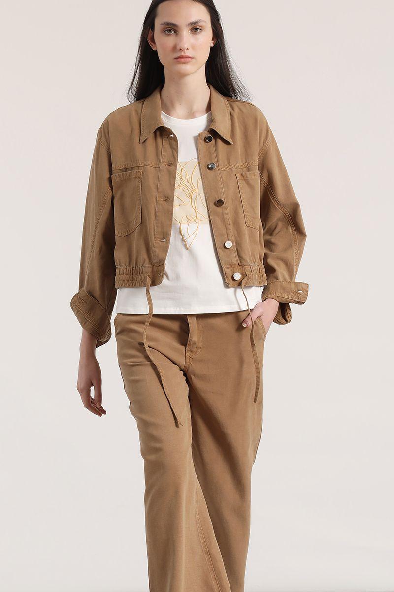Cazadora lino liola mujer beige-1