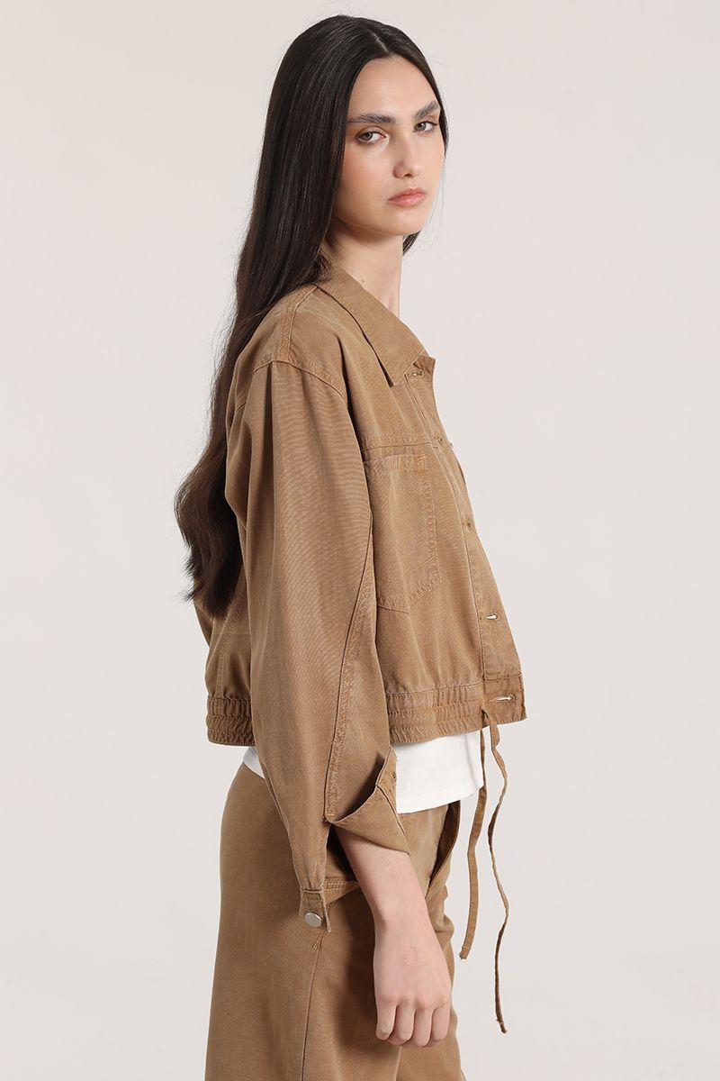 Cazadora lino liola mujer beige-2