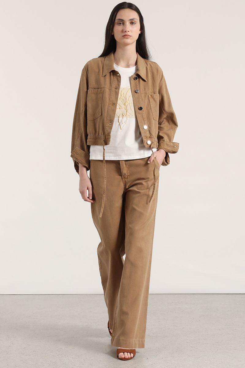 Cazadora lino liola mujer beige-3