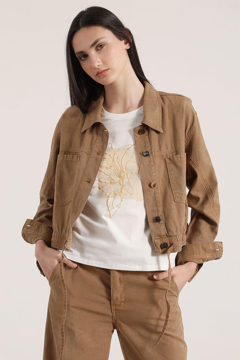 Cazadora lino liola mujer beige-4