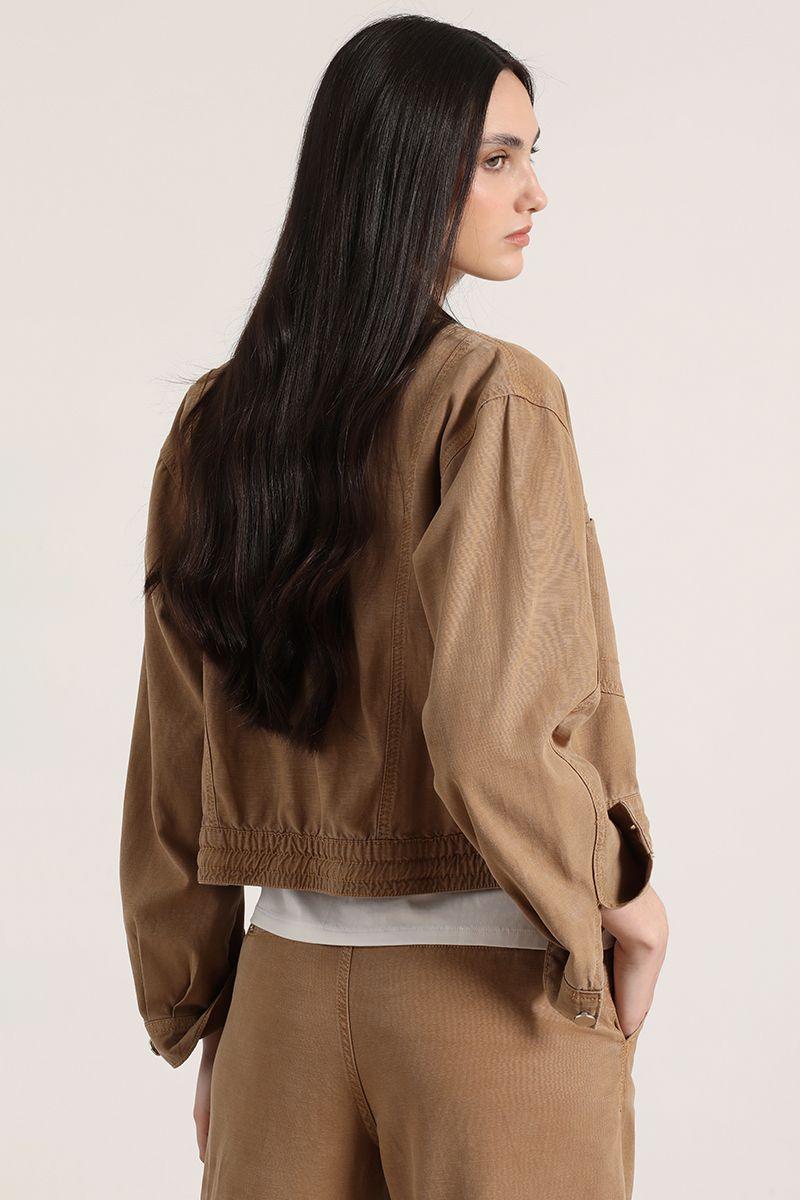 Cazadora lino liola mujer beige-6