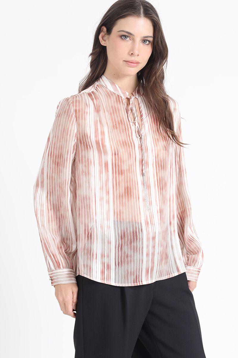 Blusa Con Lazo Y Cordon Fantasia, Naranjo Liola-2