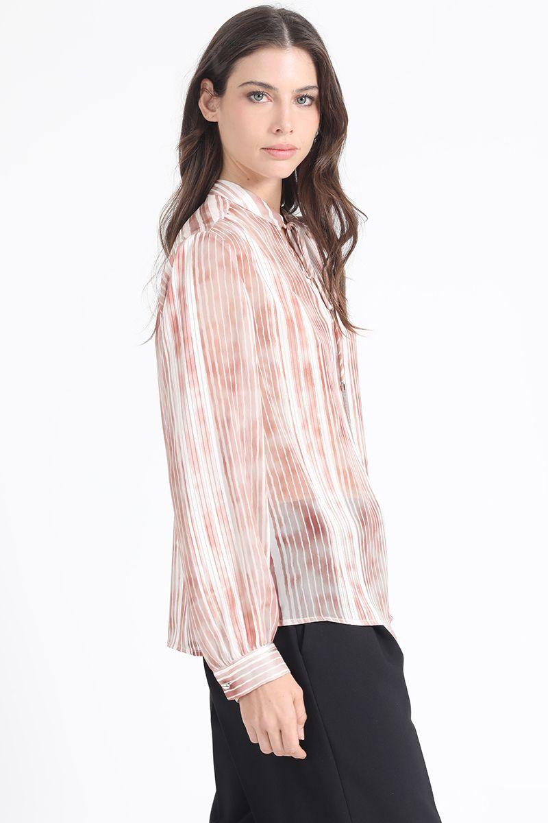 Blusa Con Lazo Y Cordon Fantasia, Naranjo Liola-3