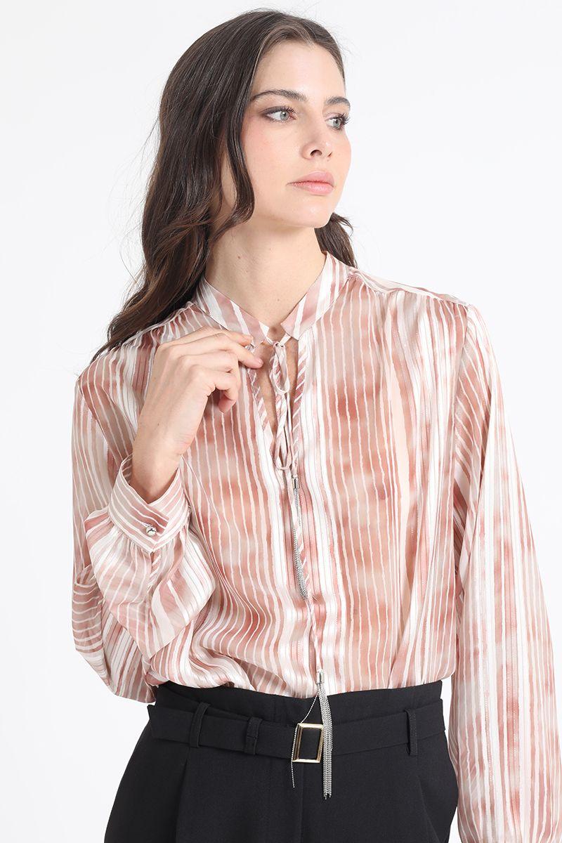 Blusa Con Lazo Y Cordon Fantasia, Naranjo Liola-5