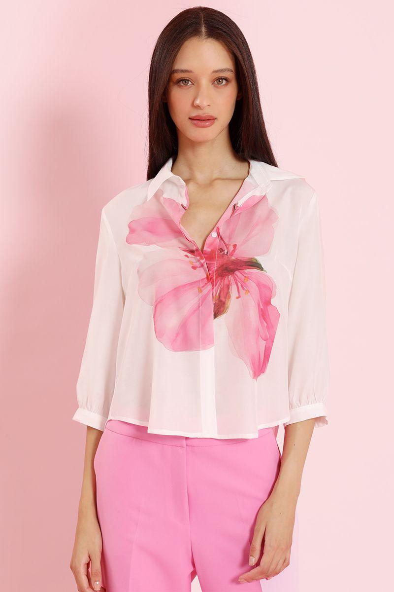 Blusa estampado maxi flor, crudo Liola-4