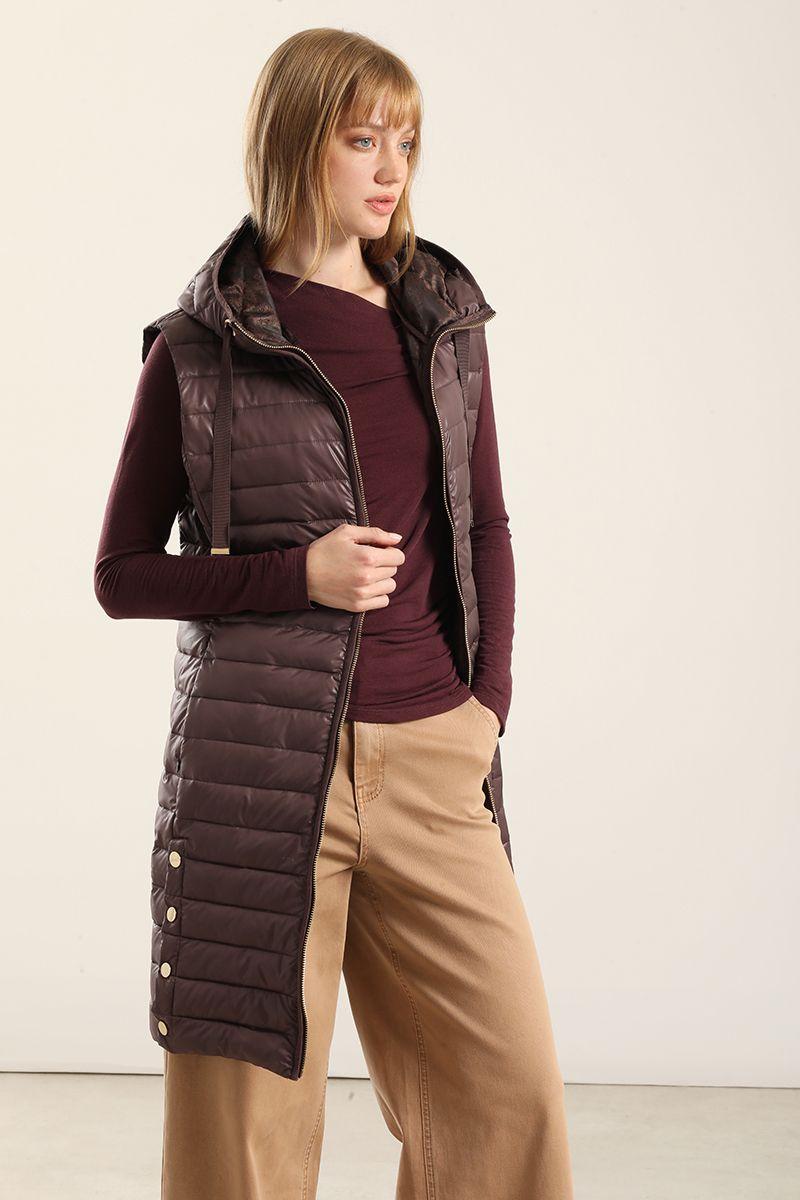 Parka Larga Acolchada, Ciruela Liola-2