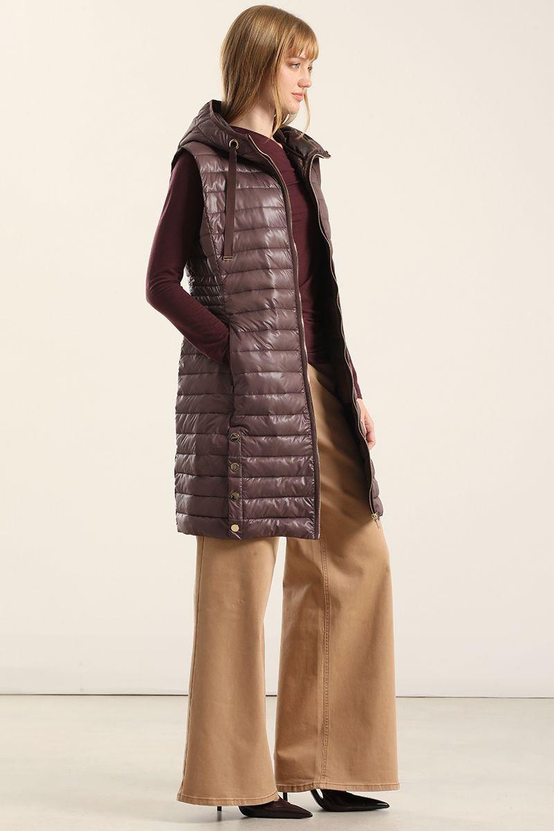 Parka Larga Acolchada, Ciruela Liola-3