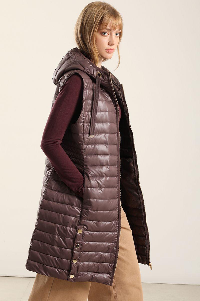 Parka Larga Acolchada, Ciruela Liola-5