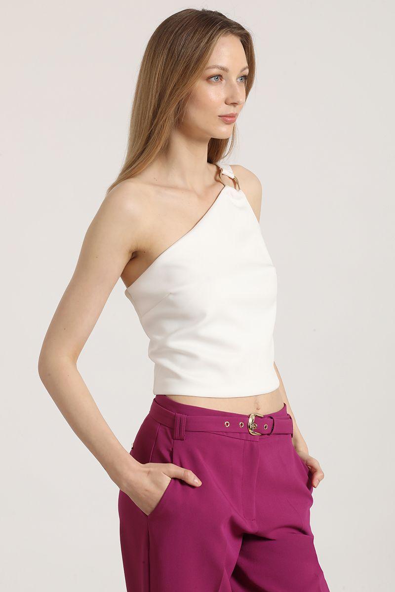 Top asimétrico herraje Liola mujer crudo-3
