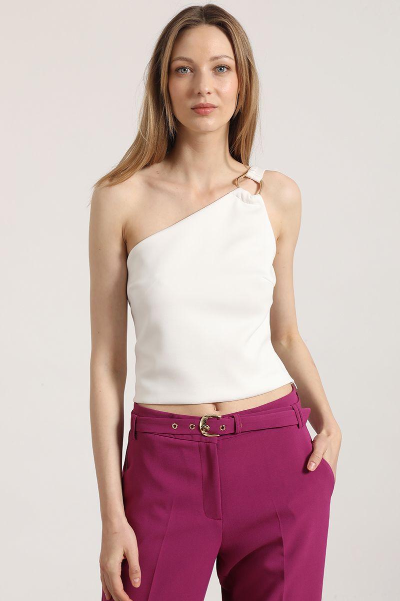 Top asimétrico herraje Liola mujer crudo-4