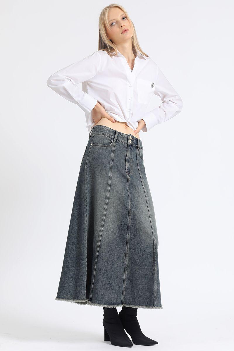 Falda Maxi, Vintage, Café Liola-2