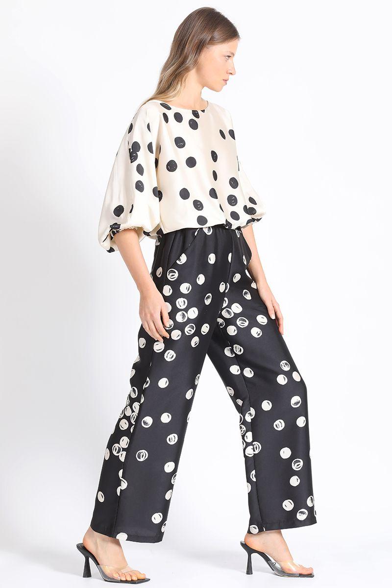 Pantalon Recto Lunares, Negro Liola-4