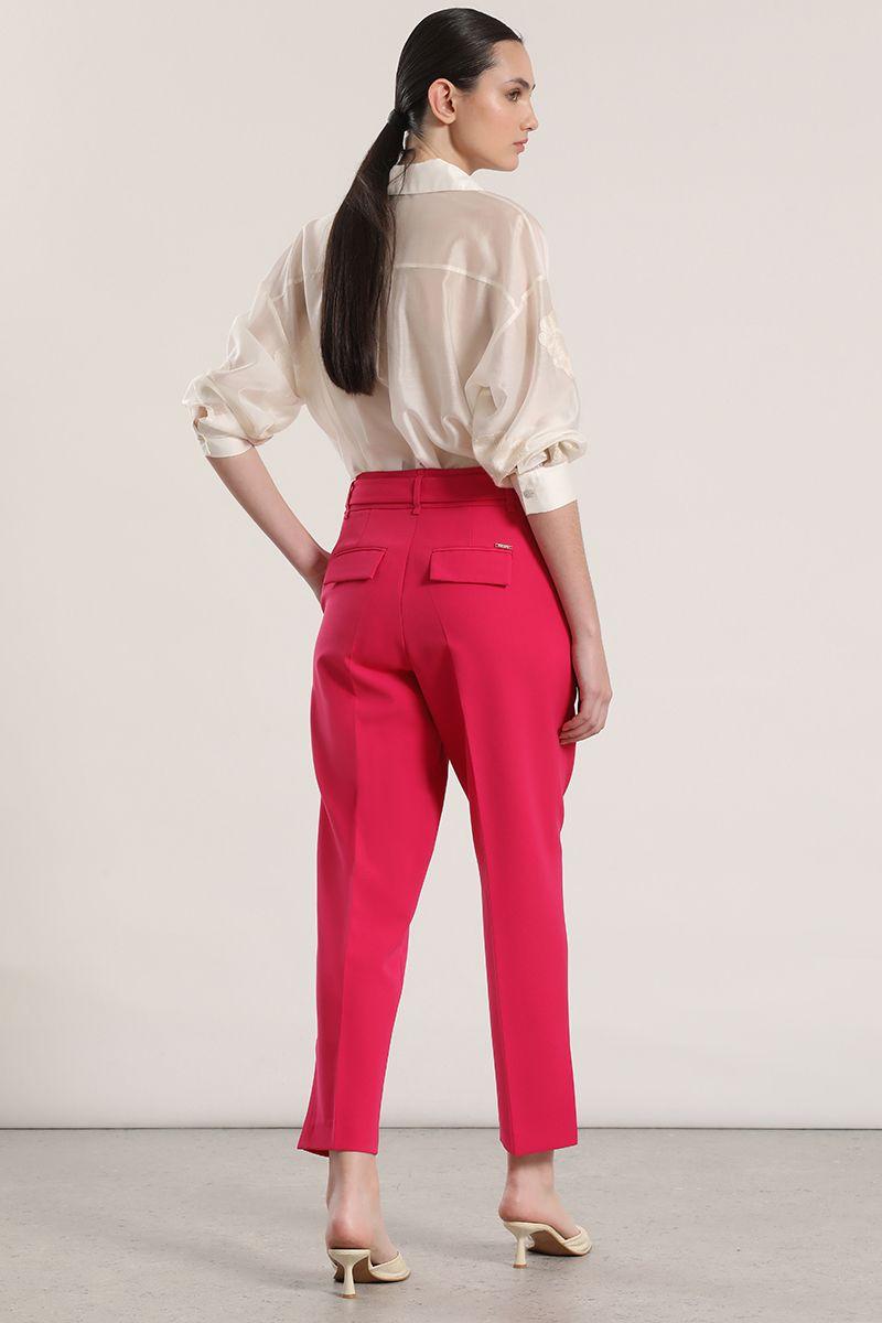 Pantalón sastre con cinturón liola mujer fresa-5