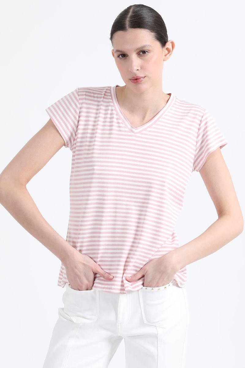 Polera Rayas Color, Rosa Colección Italia Liola-0