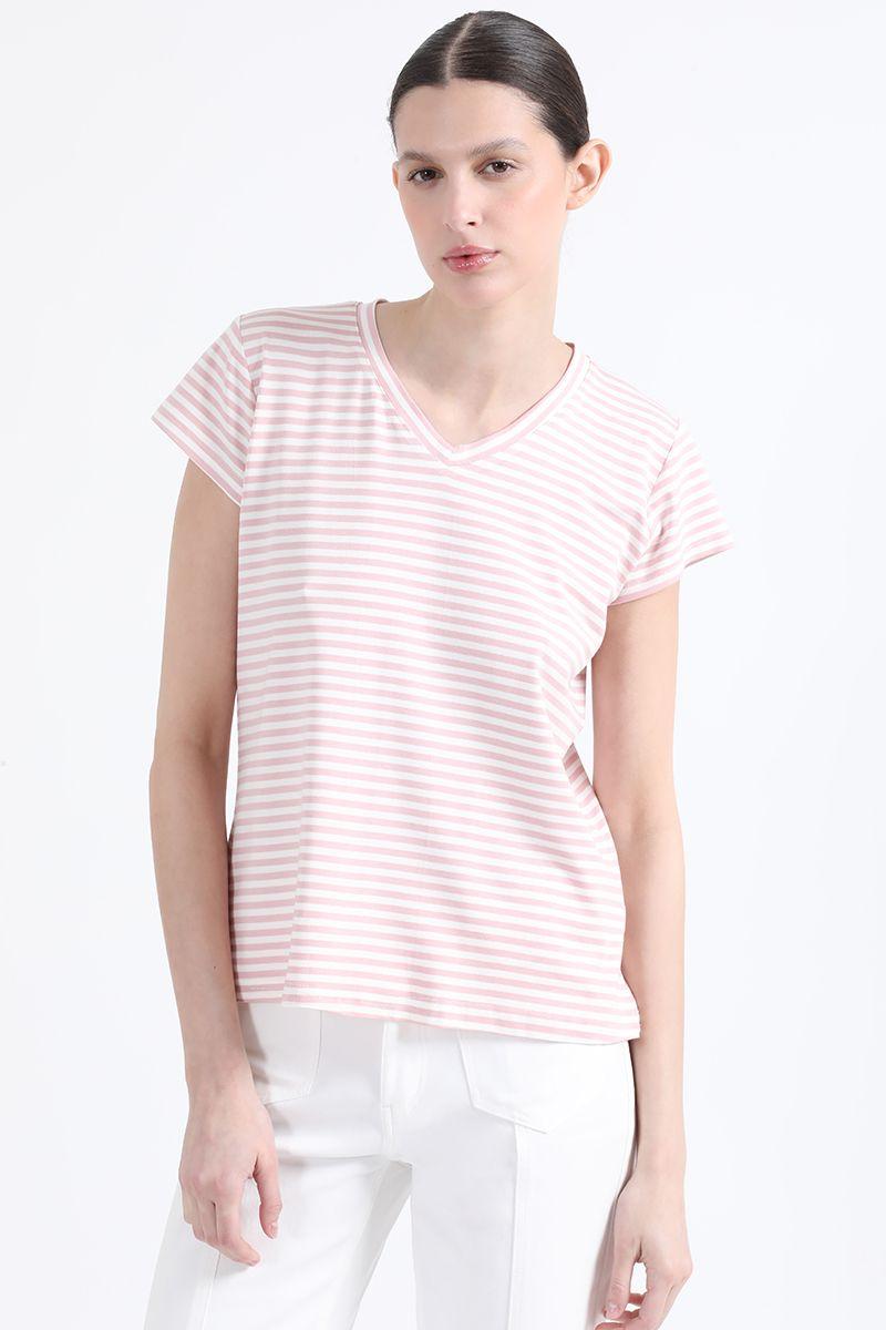 Polera Rayas Color, Rosa Colección Italia Liola-3