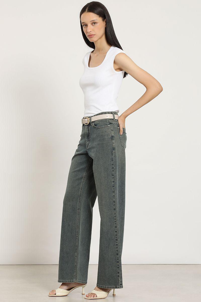 Jeans straight, tiro medio, azul Liola-2