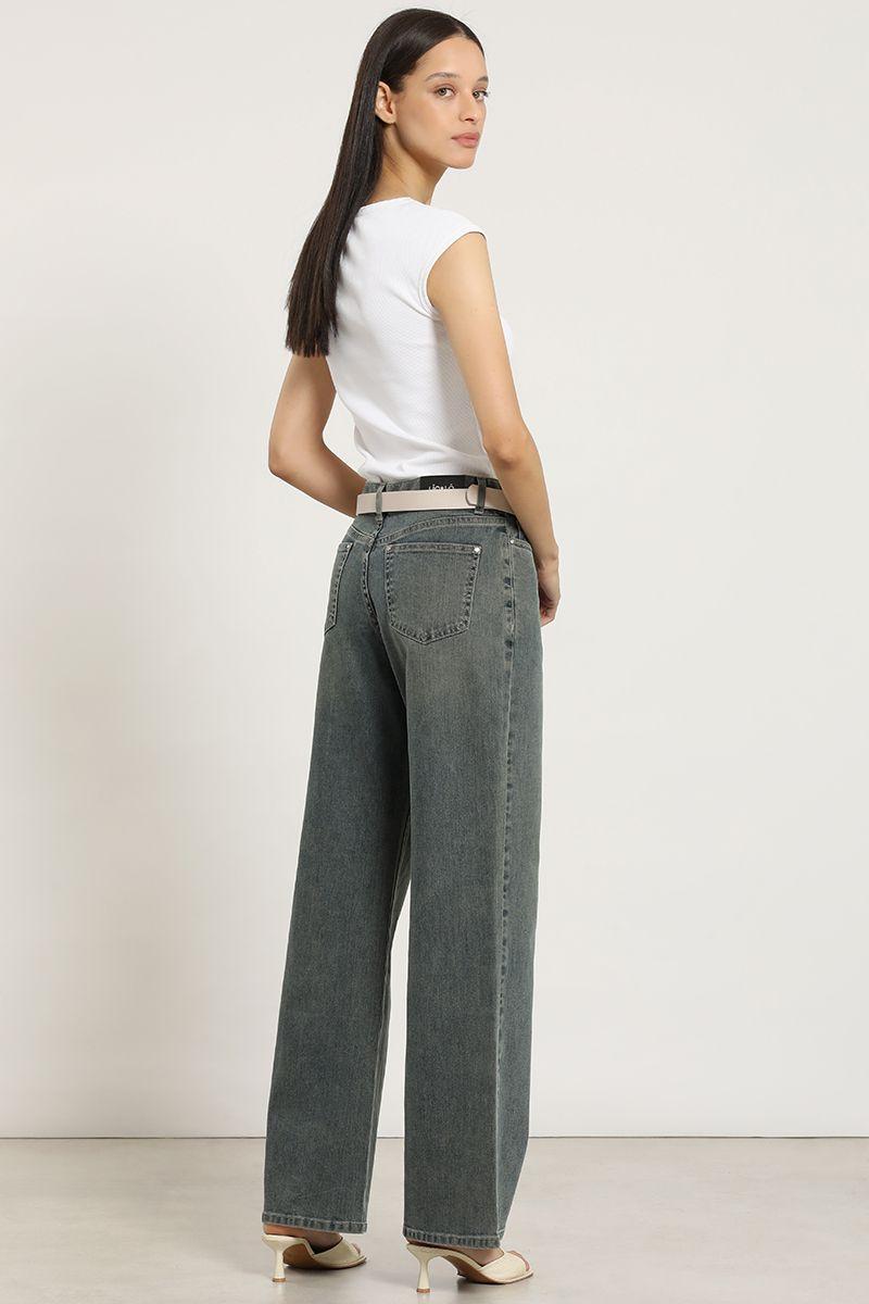Jeans straight, tiro medio, azul Liola-3