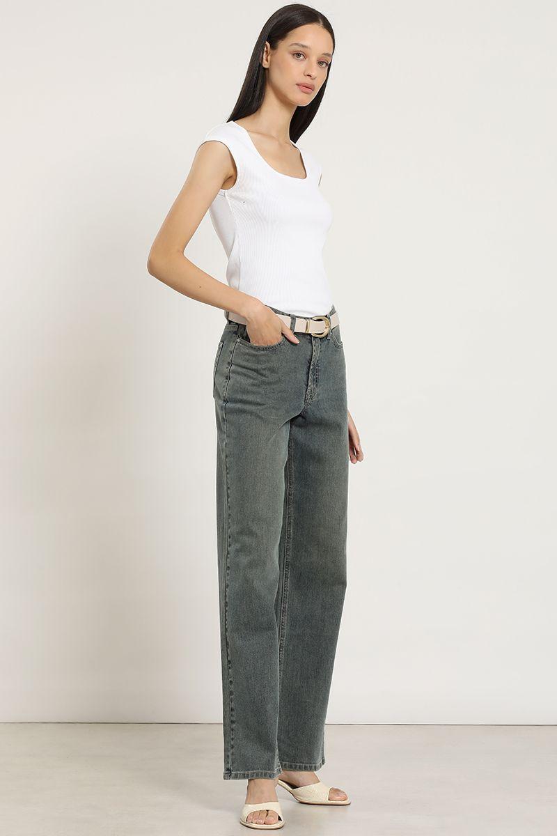 Jeans straight, tiro medio, azul Liola-5