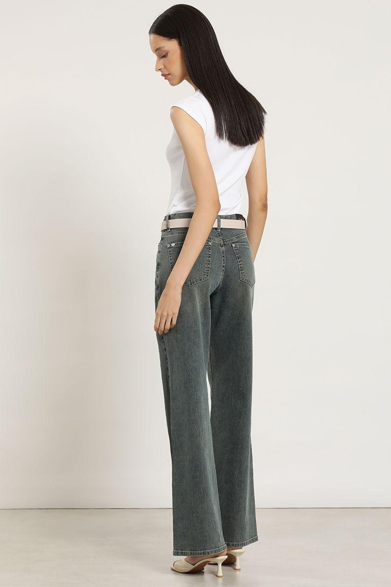 Jeans straight, tiro medio, azul Liola-6