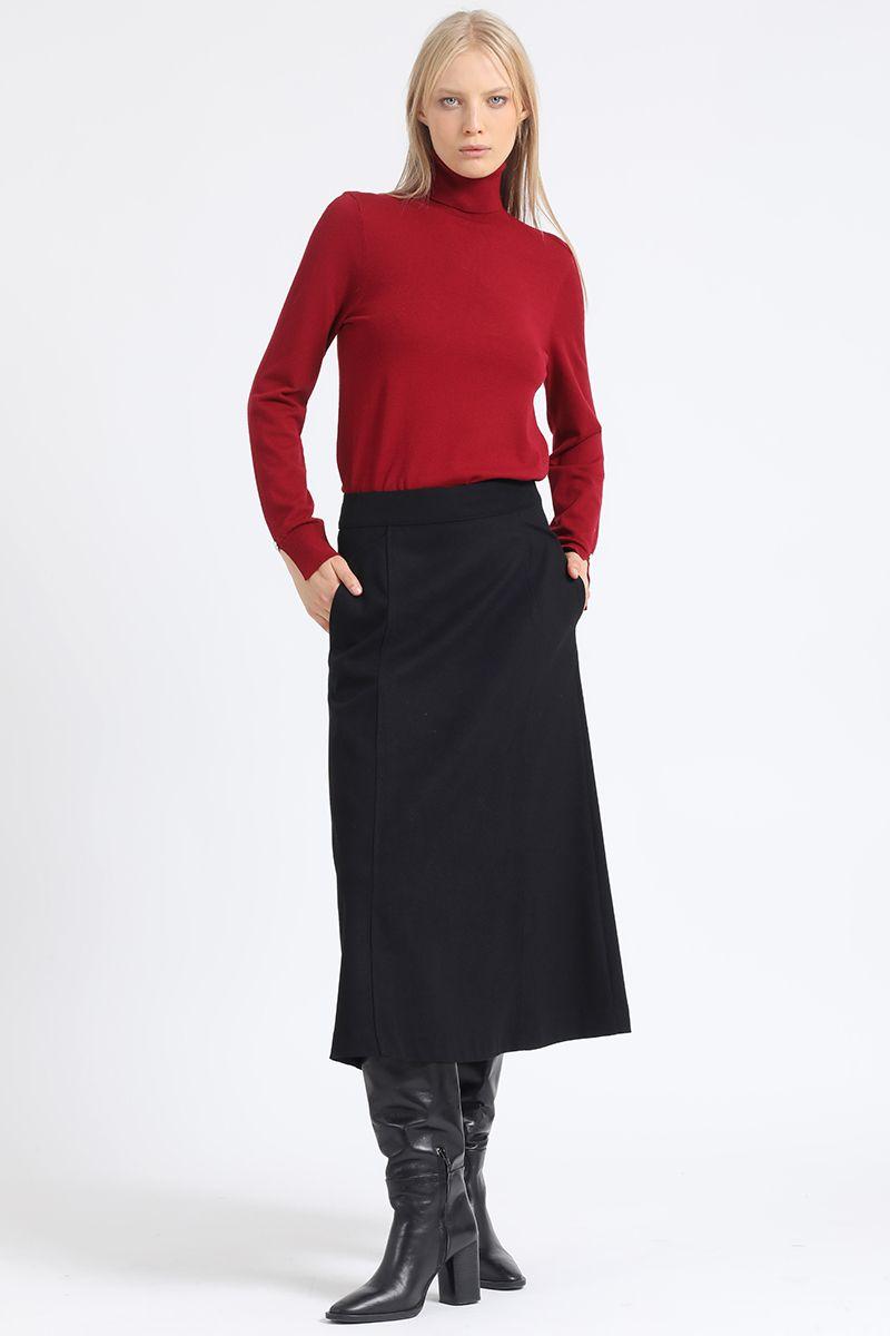 Falda Midi Evase, Negro Liola-0
