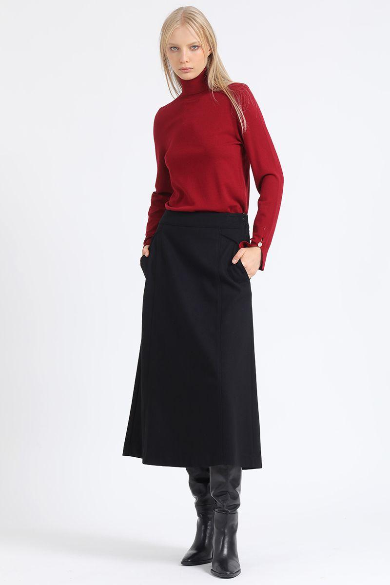 Falda Midi Evase, Negro Liola-1