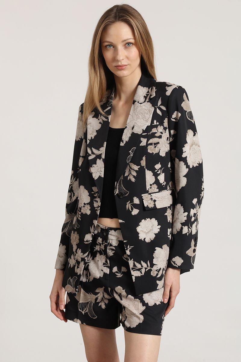 Blazer entallado estampado Liola mujer negro-0