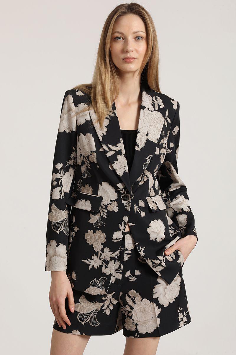 Blazer entallado estampado Liola mujer negro-2
