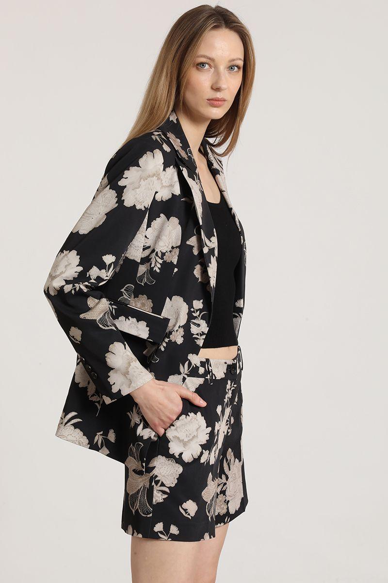 Blazer entallado estampado Liola mujer negro-4
