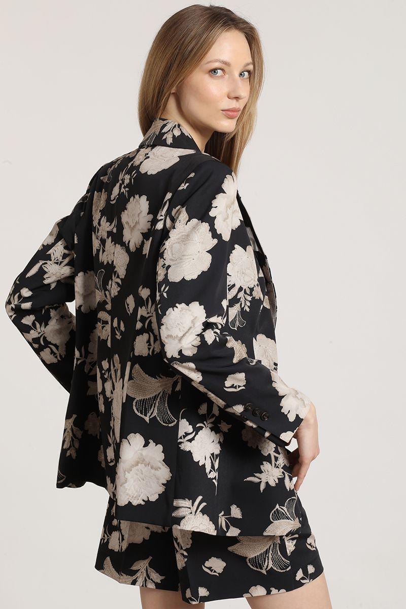 Blazer entallado estampado Liola mujer negro-5