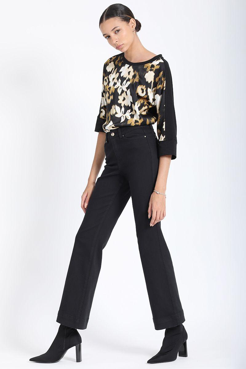 Pantalon Bootcut Push Up Tiro Medio, Negro Liola-0