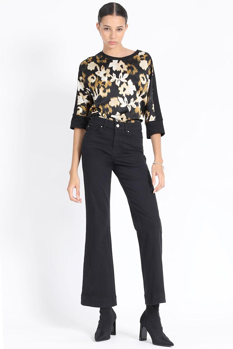 Pantalon Bootcut Push Up Tiro Medio, Negro Liola-1