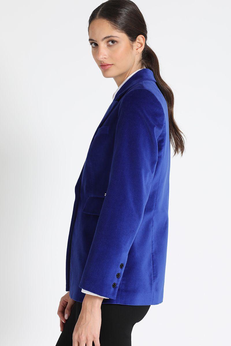 Blazer Entallado Terciopelo Azul Liola-1