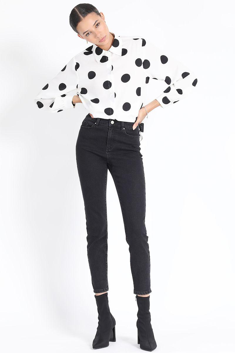 Jeans Skinny, Tiro Medio, Bolsillo Leopardo Negro Liola-0