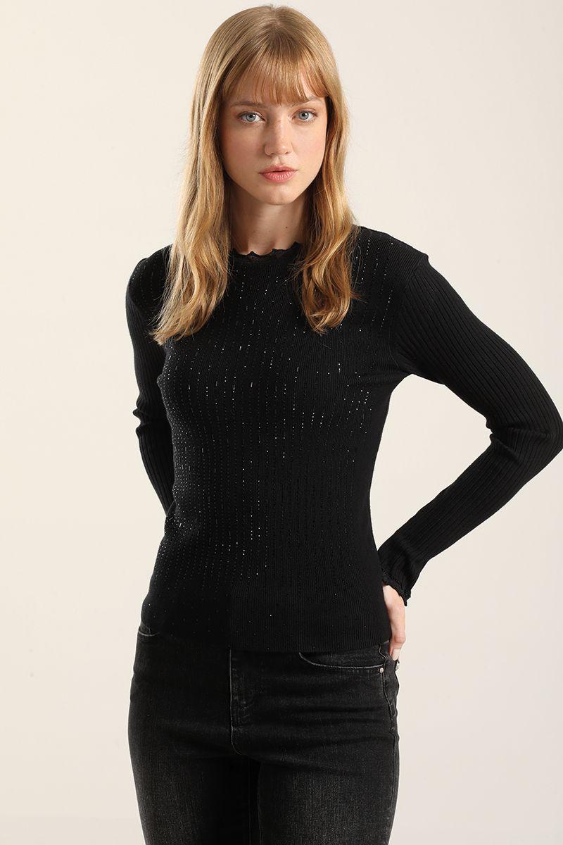 Jersey Punto Aplicacion Strass, Negro Liola-3