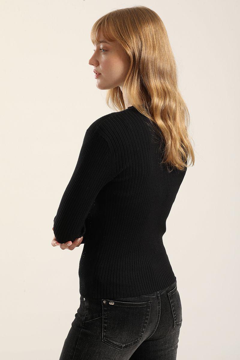 Jersey Punto Aplicacion Strass, Negro Liola-4