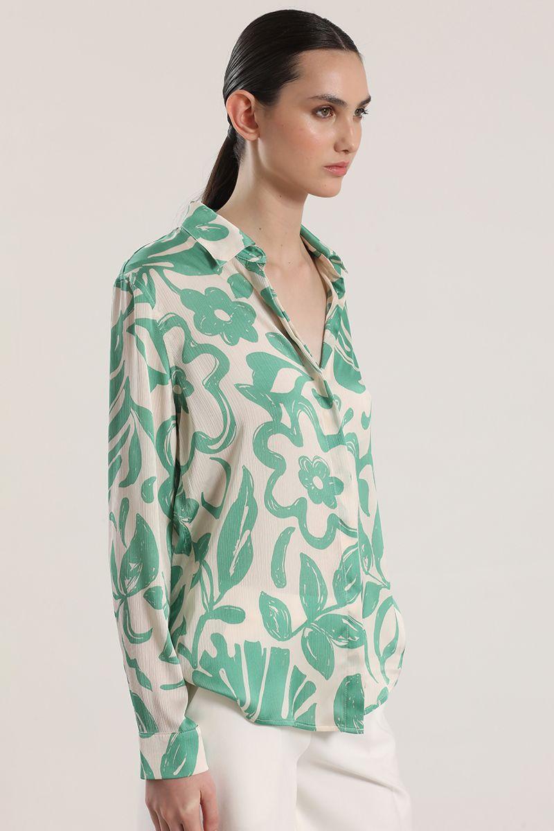 Blusa satin estampado Liola mujer verde-4