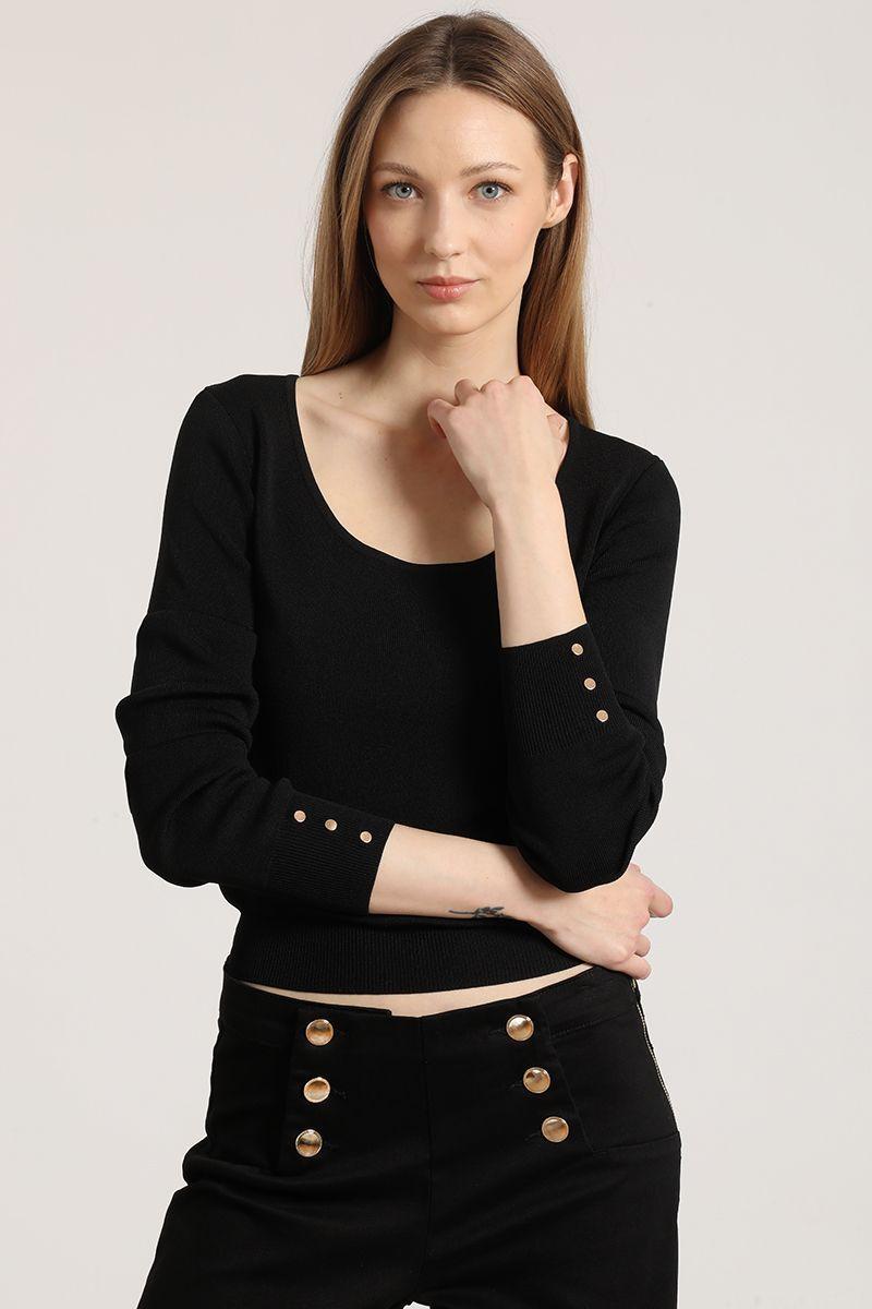 Sweater básico Liola mujer negro-1