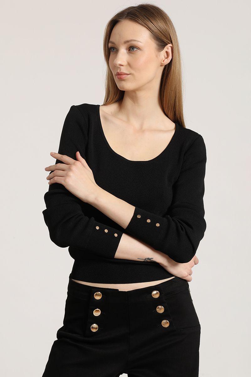 Sweater básico Liola mujer negro-2