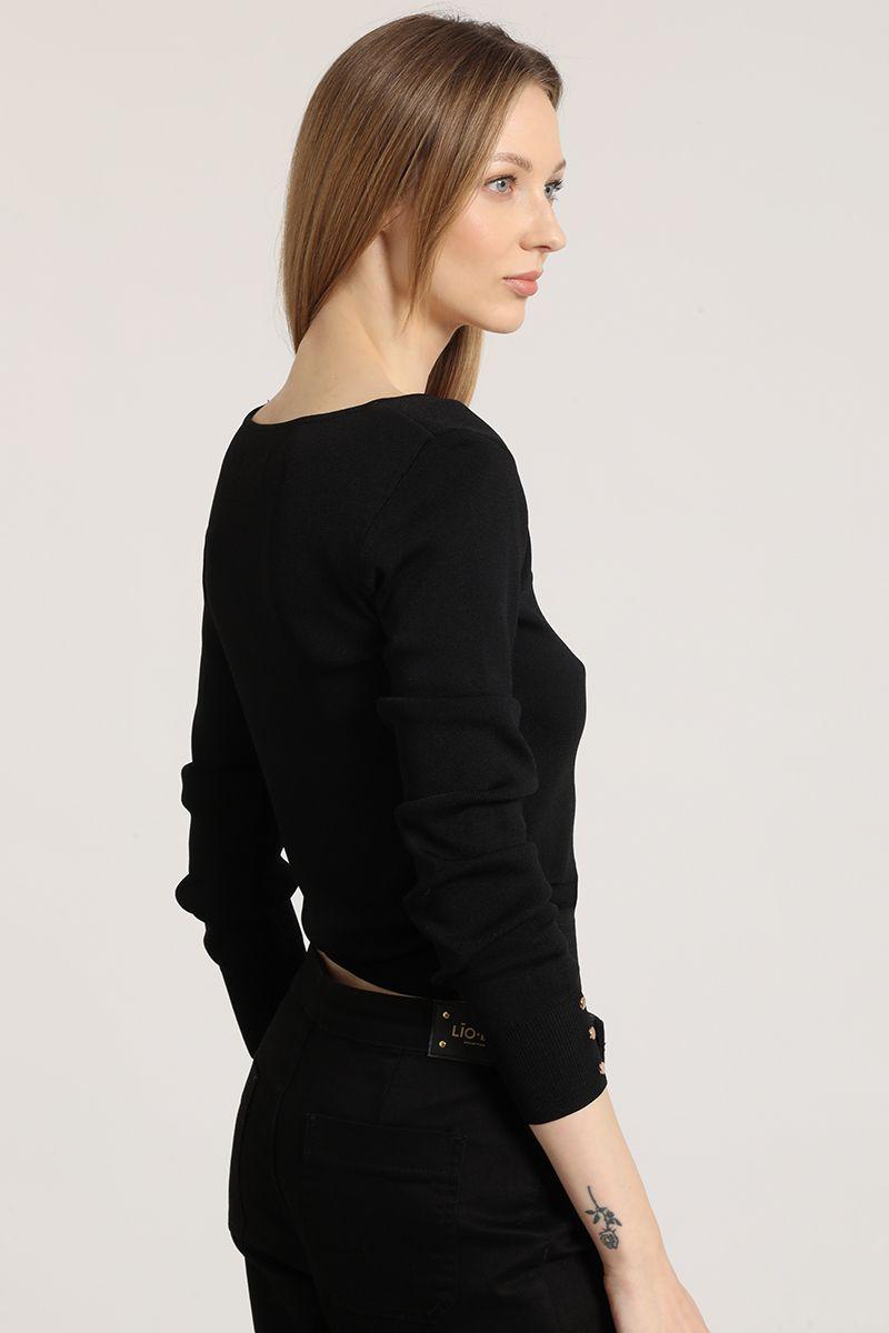 Sweater básico Liola mujer negro-4