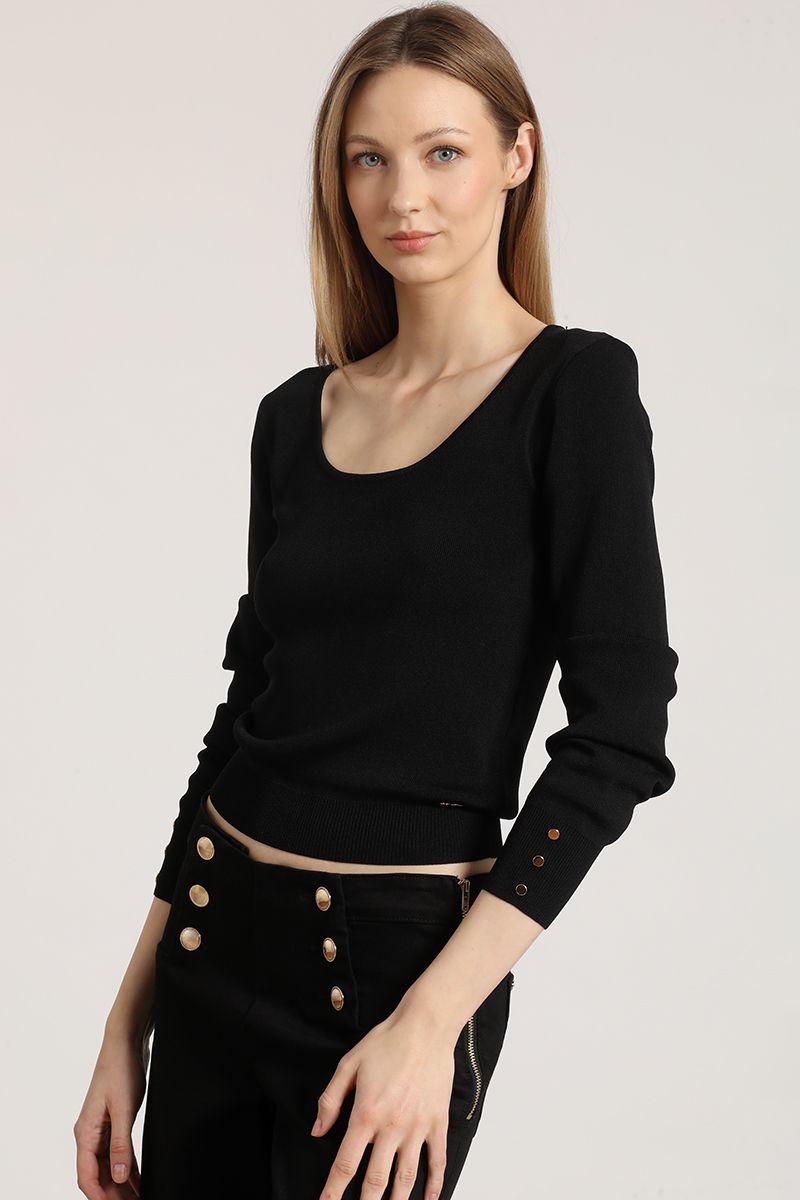 Sweater básico Liola mujer negro-6