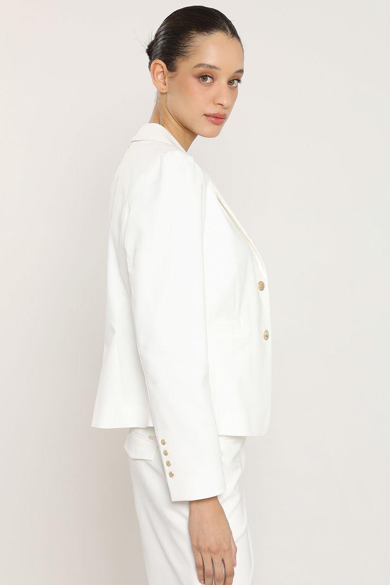 Blazer entallado hombro fantasia, crudo Liola-5