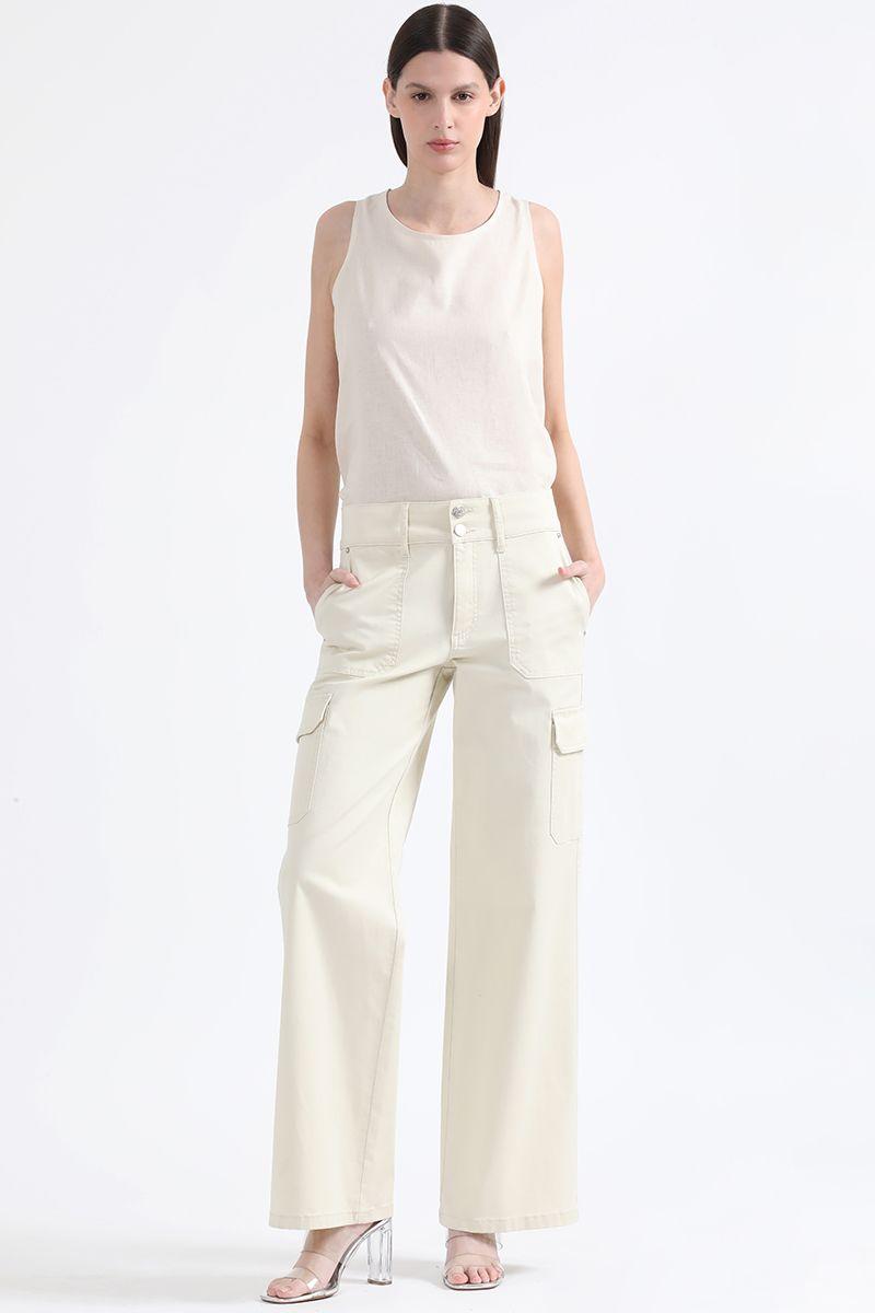 Top Con Lino, Beige, Colección Italia Liola-1