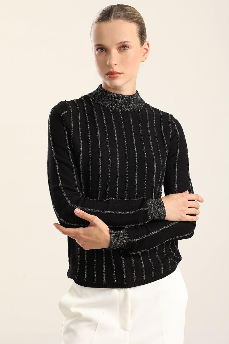 Jersey Punto, Hilo Metalizado, Negro Liola-0