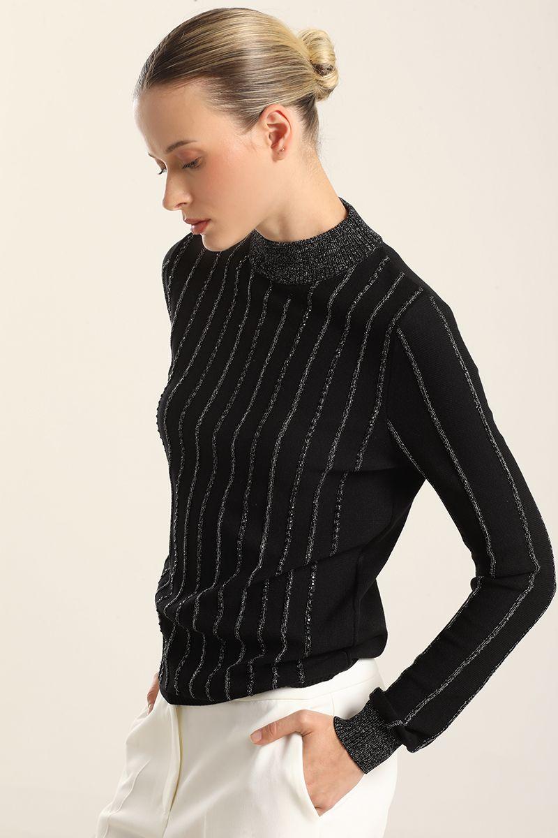 Jersey Punto, Hilo Metalizado, Negro Liola-3