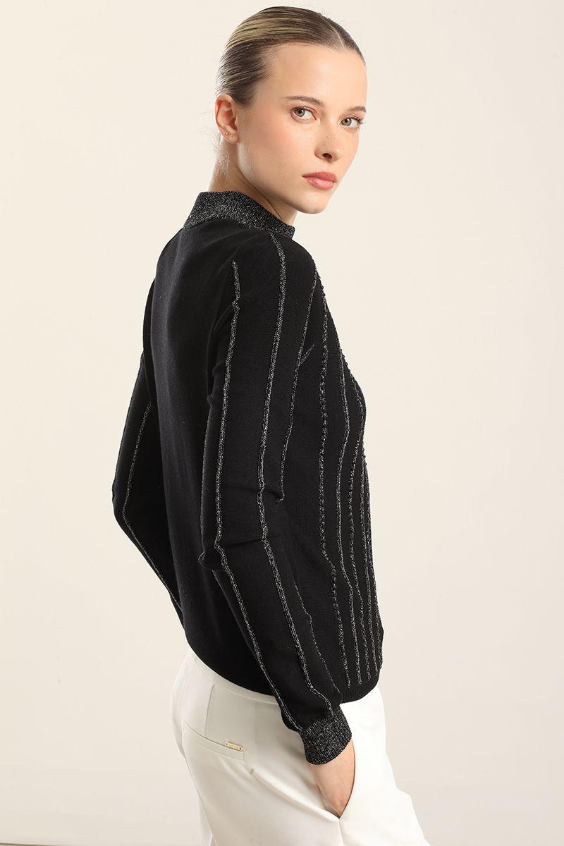 Jersey Punto, Hilo Metalizado, Negro Liola-4