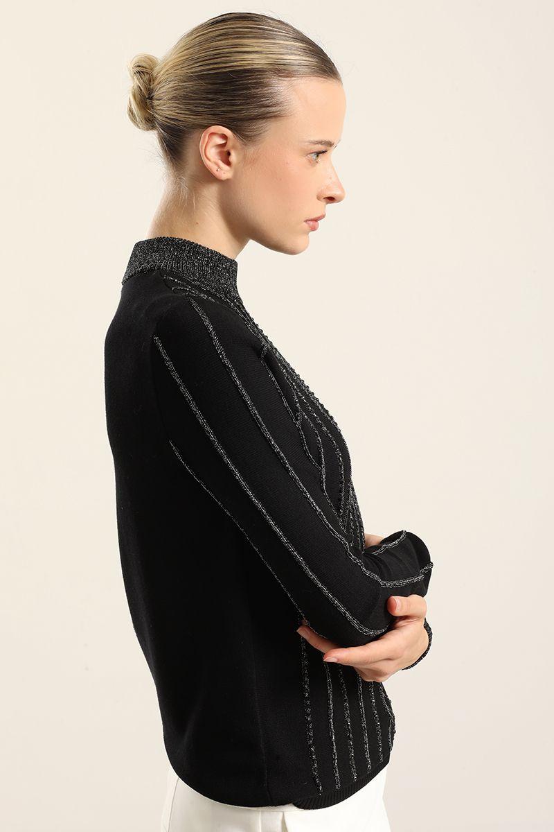 Jersey Punto, Hilo Metalizado, Negro Liola-6