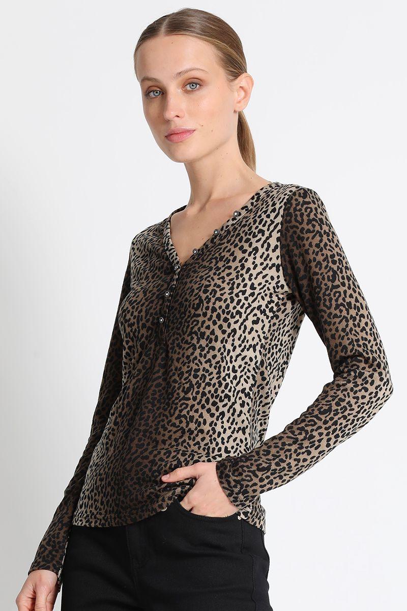 Polera Animal Print Cafe Liola-2