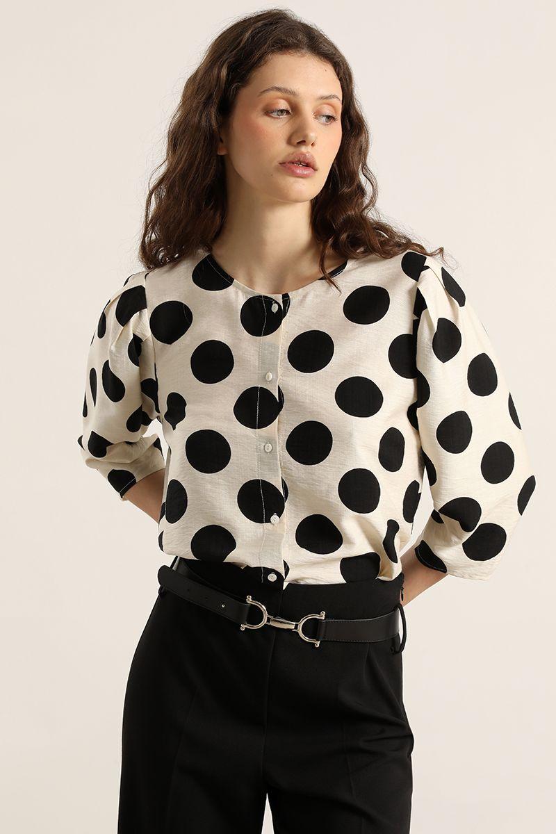 Blusa lunares grandes, beige Liola-5
