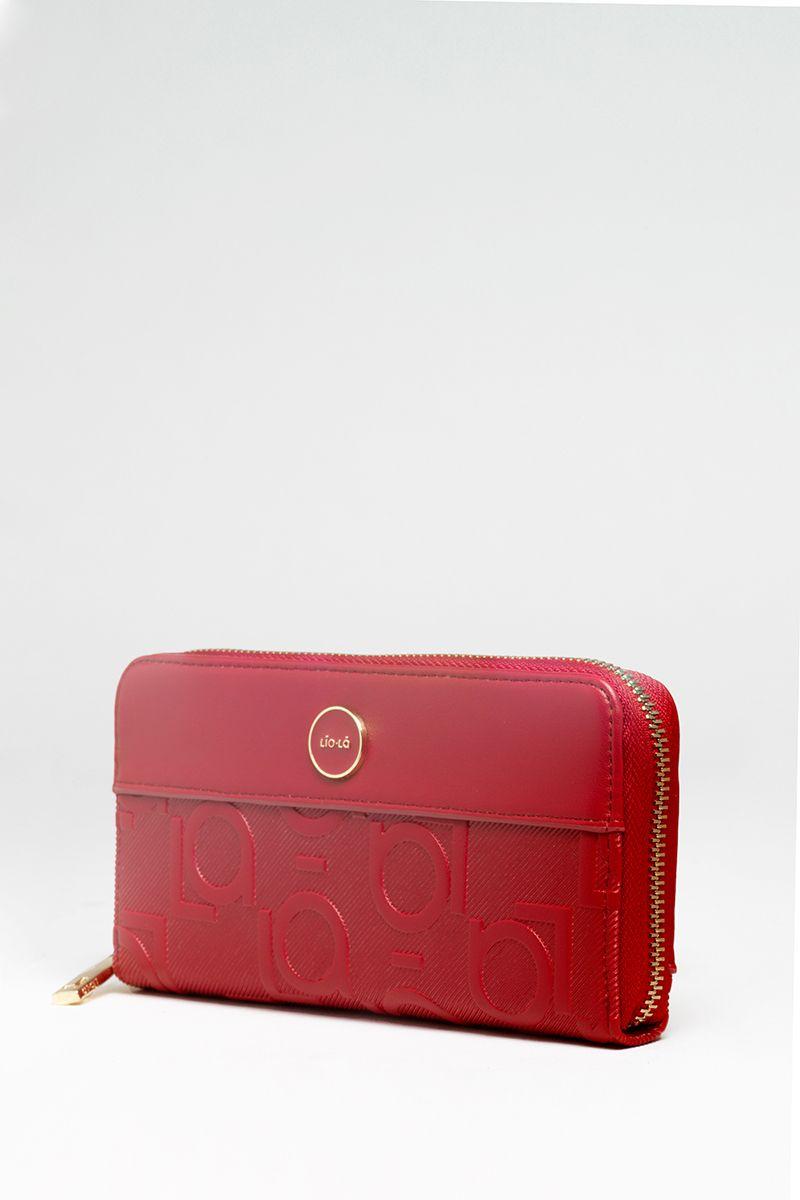 Billetera Efecto Cuero Textura Logo Liola, Rojo Liola-2