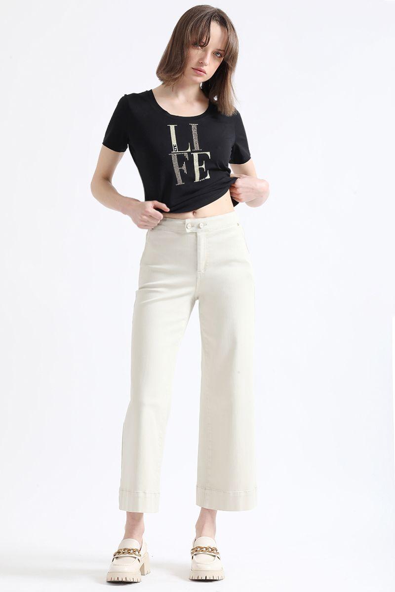 Jeans Wide Leg, Beige Liola-2